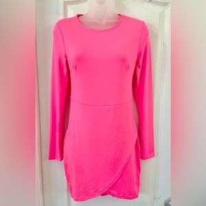TOBI Neon Pink Long Sleeve Mini Dress